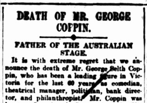 Obituary of George Coppin