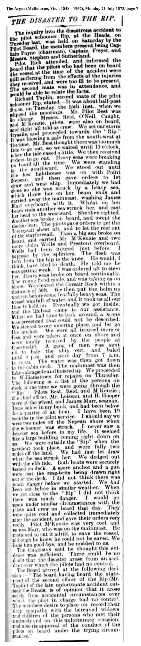 news - Rip enquiry 1873