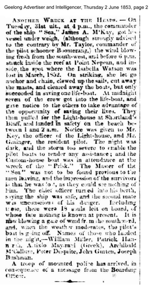 news - Sea geelong advertiser and Intelligencer (Vic. : 1851 - 1856), Thurs