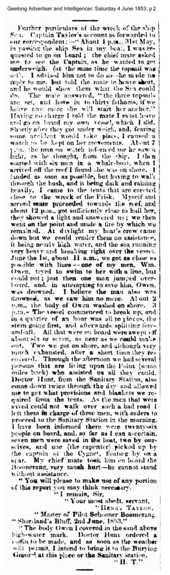 news - Sea 1853 geelong advertiser and Intelligencer