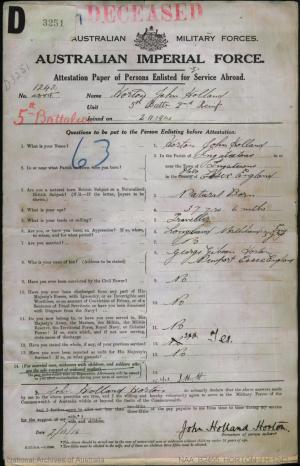 John Horton Enlistment