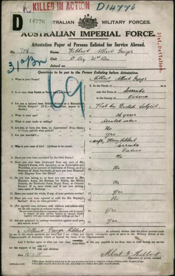 a g hibbert enlistment